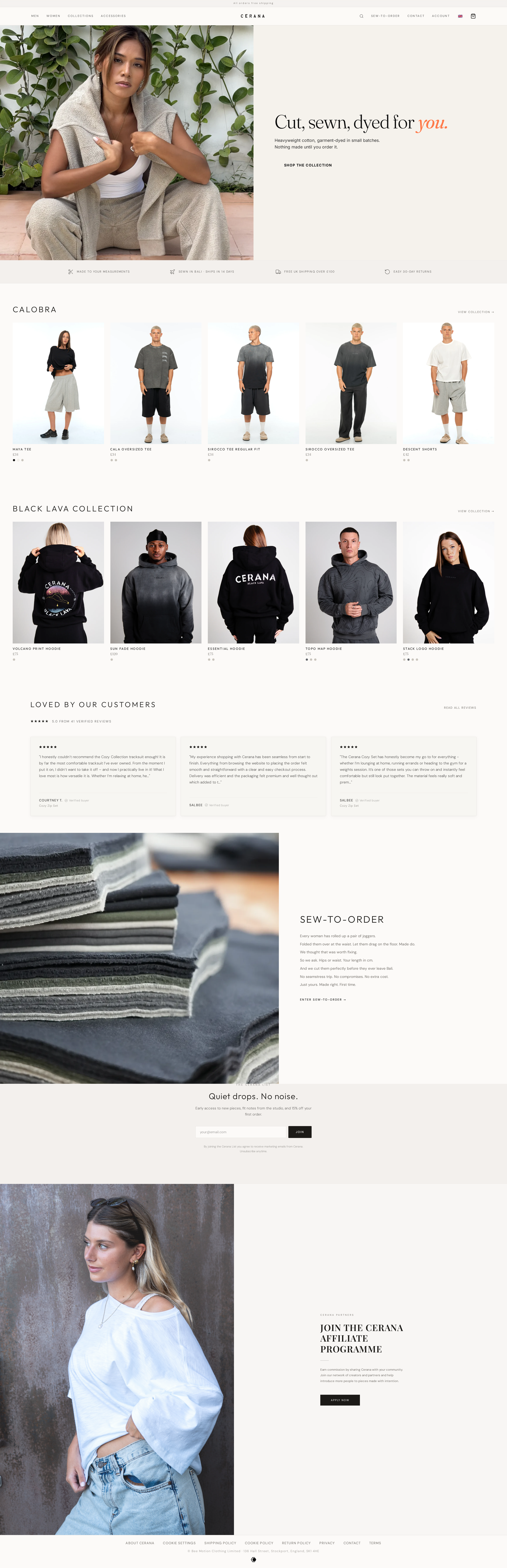 Cerana Clothing website