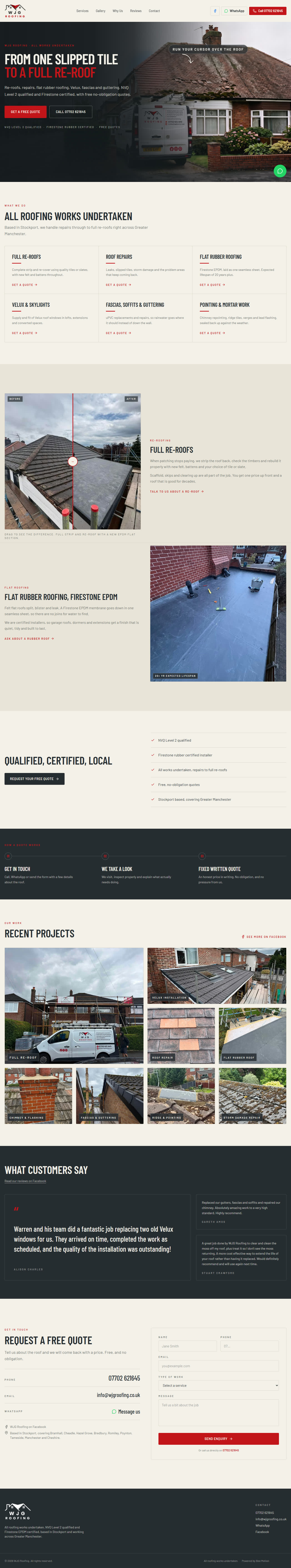 WJG Roofing website